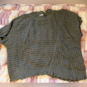BKE Gray Knit Lace Sweater